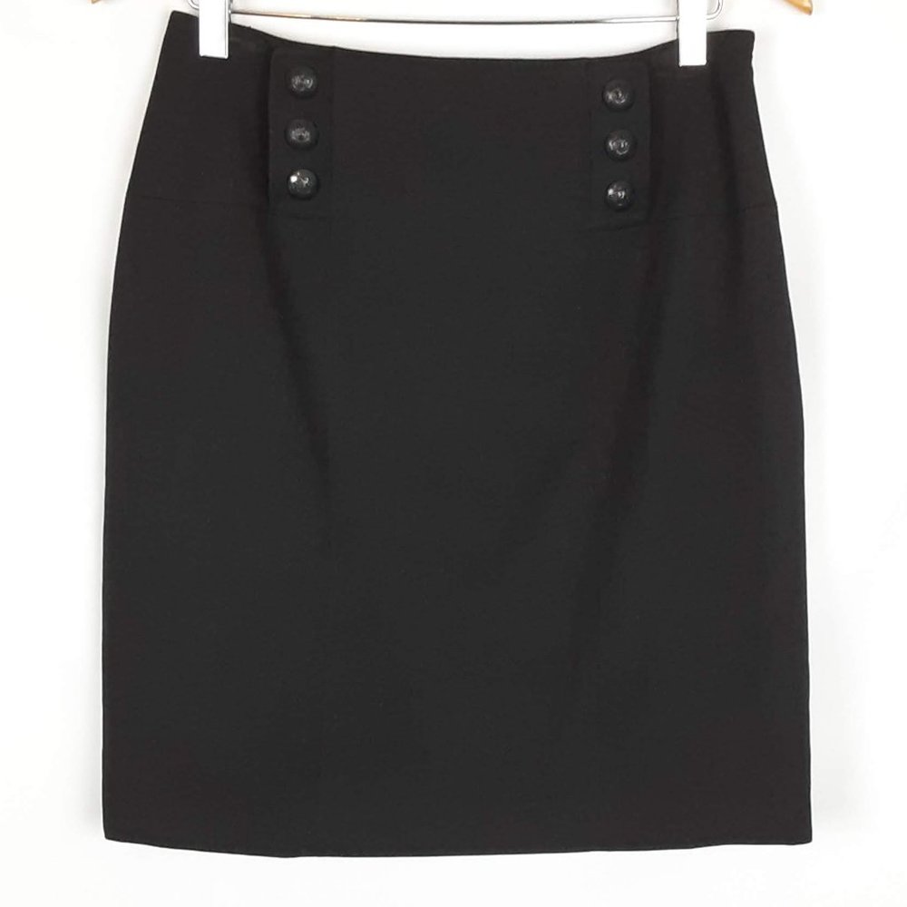 A-Line Black Skirt Tahari West Riding Buttons size 4P